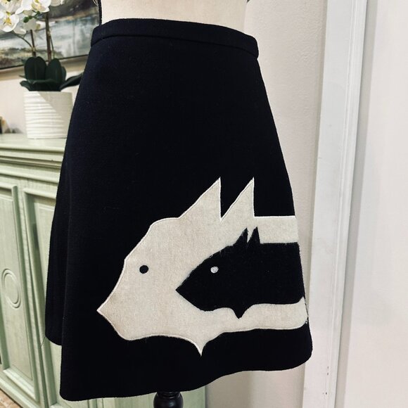 🖤 Wool A-Line Mini Skirt - Animal Motif | Size S 🖤 - Picture 1 of 11